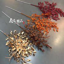Wedding simulation oak leaves red Golden Curry retro leaves landscaping window arches decoration fake flowers small green leaves