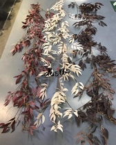 Gray Curry red green long wicker Vine Green Leaf rattan wall hanging decorative leaves bamboo leaf wedding roof