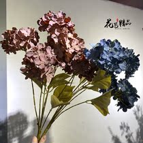 Retro Gray Curry gray blue hydrangea soft dress floral arrangement wedding decoration ornaments oil painting Wood hydrangea