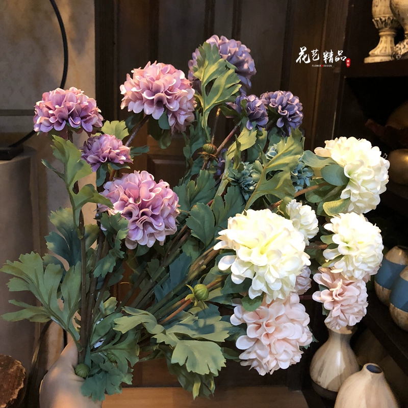 Hàn Quốc bóng nhiều màu hoa cúc mô phỏng hoa cẩm tú cầu nhỏ cầm hoa cưới đám cưới giả hoa mềm trang trí hoa thiết kế trang trí - Hoa nhân tạo / Cây / Trái cây