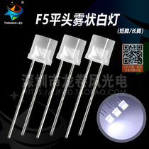 F5 flat-head fog-shaped white light 5mm fog-shaped white light bright white frosted light emitting diode led