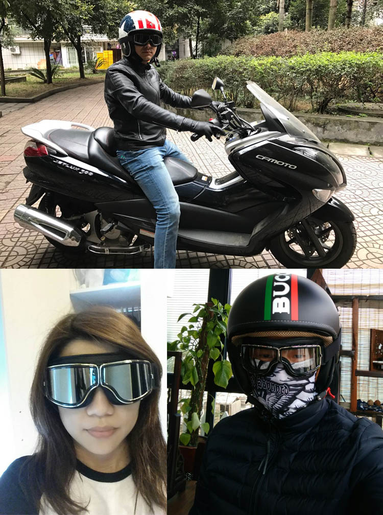Kính râm xe máy retro retro Harley nửa mũ bảo hiểm kính xe máy cưỡi kính chắn gió - Xe máy Rider thiết bị gang tay di xe may