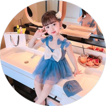 Girls one-piece sweet skirt swimsuit fashionable baby girl cute little princess swimsuit Korean girls and children trendy