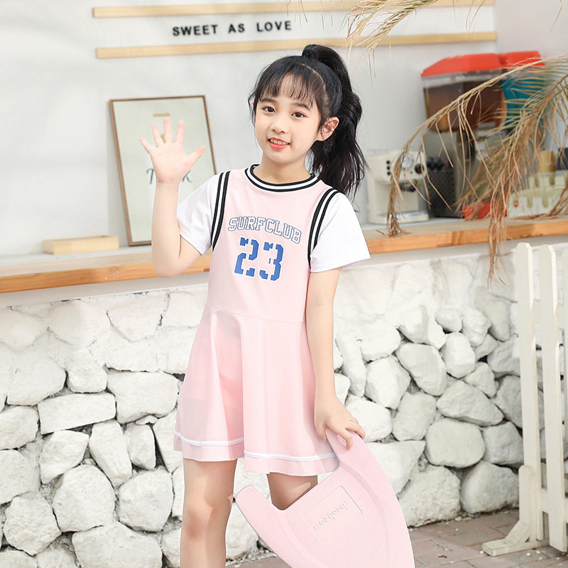 Children's swimsuit girl 2023 new one-piece speed dry sunscreen teen girl training swimsuit-Taobao