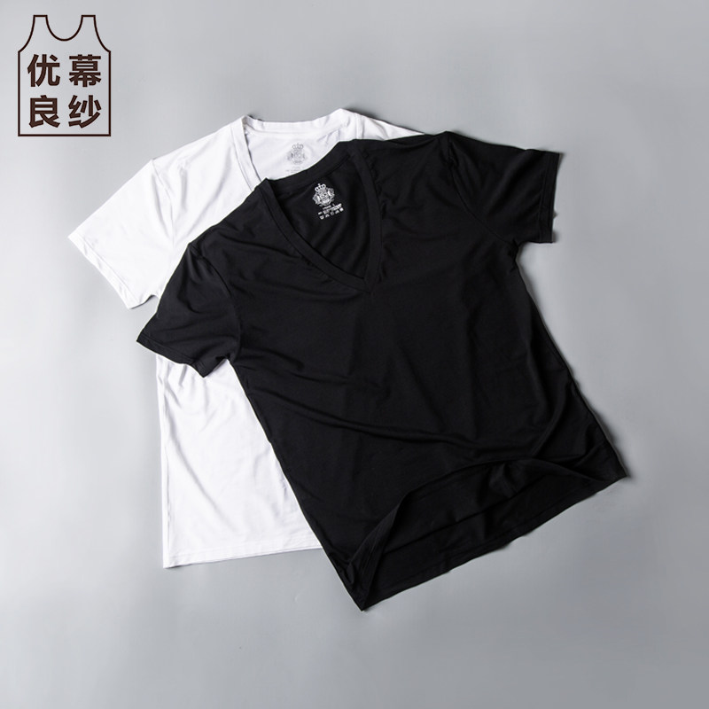 GK men's short-sleeved T-shirt V-neck ultra-fine modal solid color all-match summer thin breathable 2019 new excellent curtain yarn