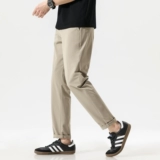 Hansc120g легкие и тонкие повседневные брюки из ледяного шелка, мужские летние брюки 2025, легкие деловые эластичные зауженные длинные брюки