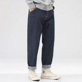 Демисезонные темные джинсы, ретро повседневные брюки, свободный прямой крой, в американском стиле, большой размер