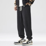 Осенние утепленные вельветовые удерживающие тепло спортивные штаны, свободный прямой крой