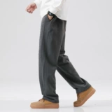 Демисезонные черные утепленные штаны, свободный прямой крой, в американском стиле, большой размер