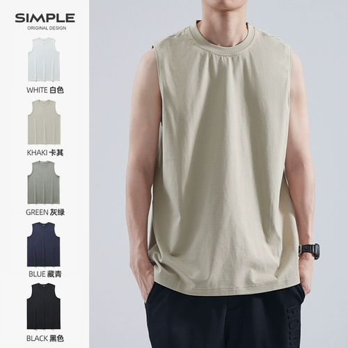 Мужской летний хлопковый спортивный баскетбольный жилет, футболка без рукавов для отдыха, оверсайз