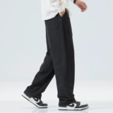 Черные весенние спортивные штаны для отдыха, тренд сезона, в американском стиле, свободный прямой крой, на шнурках