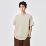 Хлопковая летняя тонкая цветная приятная телу футболка с коротким рукавом, в американском стиле, круглый воротник