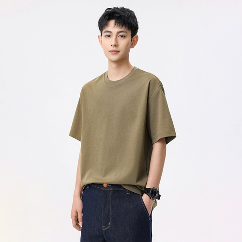 Летняя хлопковая однотонная быстросохнущая дышащая футболка с коротким рукавом для отдыха, 2025 года