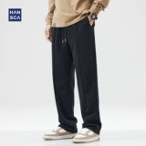 Демисезонные утепленные спортивные черные штаны, оверсайз, на шнурках, свободный прямой крой