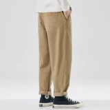 Хаки трендовые хлопковые штаны, в американском стиле, свободный прямой крой, подходит для подростков