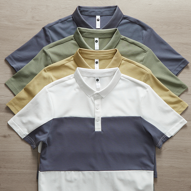 Hanska 2022 summer new lapel polo shirt men's simple hit color Ralph Lauren polo short-sleeved T-shirt men's top