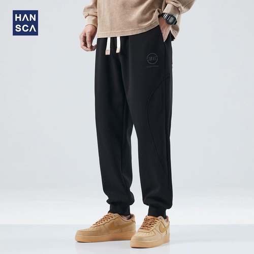 Черные демисезонные утепленные спортивные штаны, оверсайз, в американском стиле