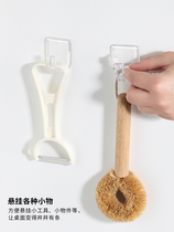 Japan Imports Small Kubo Free Punching Hooks Transparent no-dent Kitchen Mucus Hook Toilet Bathroom Universal Stickup Hook