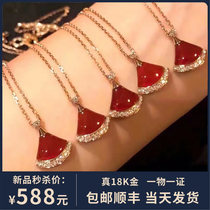 Small skirt fan necklace female 18K rose gold pendant choker simple temperament light luxury High sense does not fade