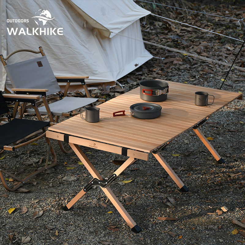 Egg Roll Table Outdoor Table Folding Table And Chairs Suit Solid Wood Portable Camping Picnic Table And Chairs Outdoor supplies equipment