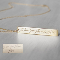 American designer Grace handmade private custom letter signature handwriting sterling silver gilded couple necklace