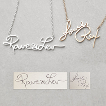 American designer Grace personalized custom handwriting pen trace 925 sterling silver gilded letter necklace female