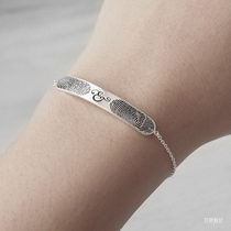 American designer Grace personalized custom fingerprint commemorative letter symbol sterling silver gilded bracelet