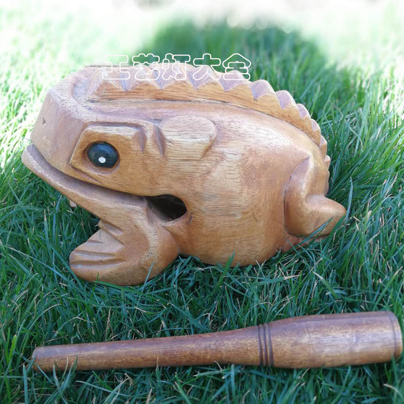 5#Thai craft gift decoration sounding toy No. 5 frog overseas hand-carved multi-color fortune frog frog 13 cm long