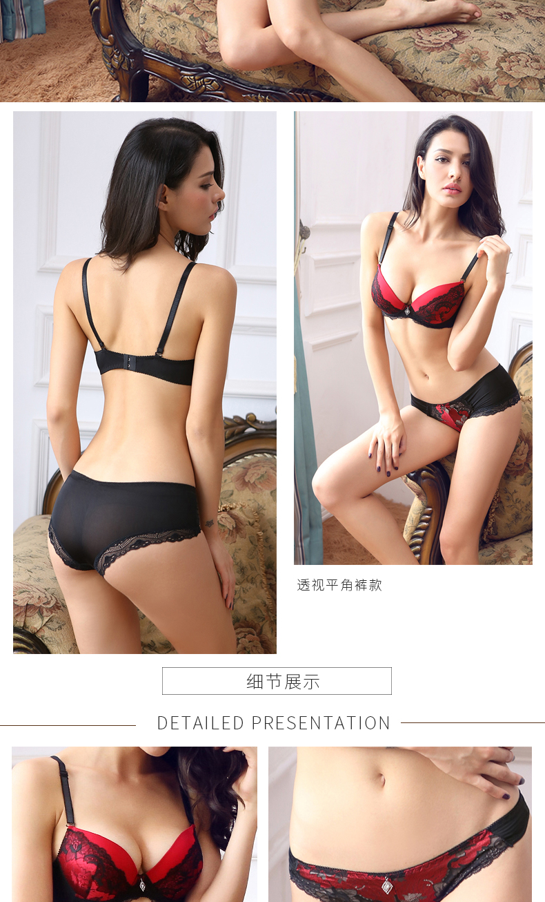 Victoria Châu Âu và Hoa Kỳ Quần Thong áo ngực thiết lập thêu rập khuôn tập hợp phối cảnh áo ngực gợi cảm đồ tắm biển
