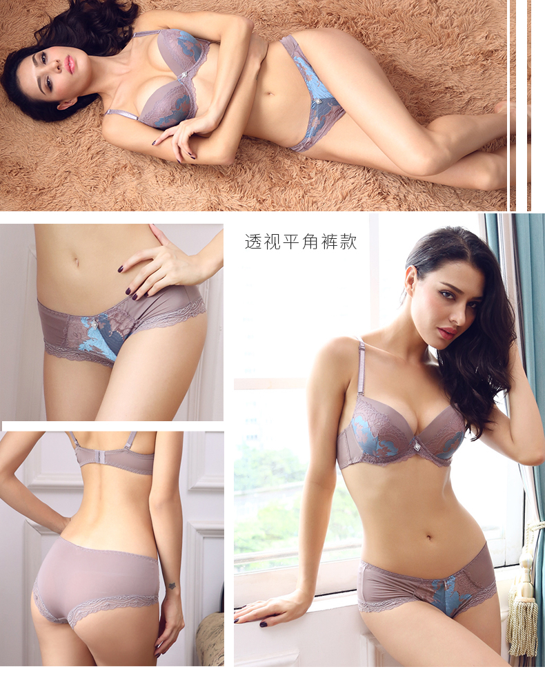 Victoria Châu Âu và Hoa Kỳ Quần Thong áo ngực thiết lập thêu rập khuôn tập hợp phối cảnh áo ngực gợi cảm đồ tắm biển