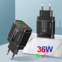 Mobile phone charger PD Fast charge electric head PD charger plug 3UBQC3 0 PD Euro gauge beauty gauge 36W