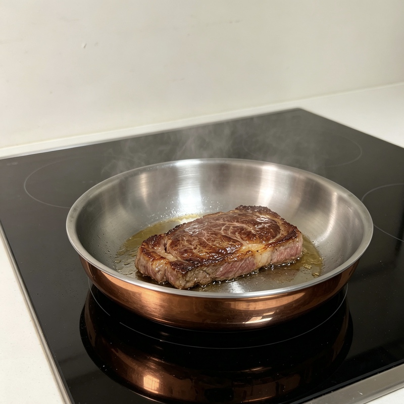 German-Made Copper-Clad 304 Stainless Steel Five-Layer Composite Integrated Handleless Flat-Bottom Frying Pan, Baking Pan, Skillet, Multi-Purpose Pan 24