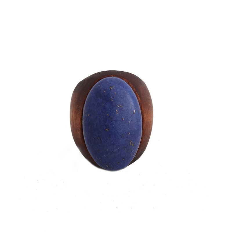 1 Pièce Style Simple Ovale Bois Incruster Lapis Lazuli Femmes Anneaux display picture 4