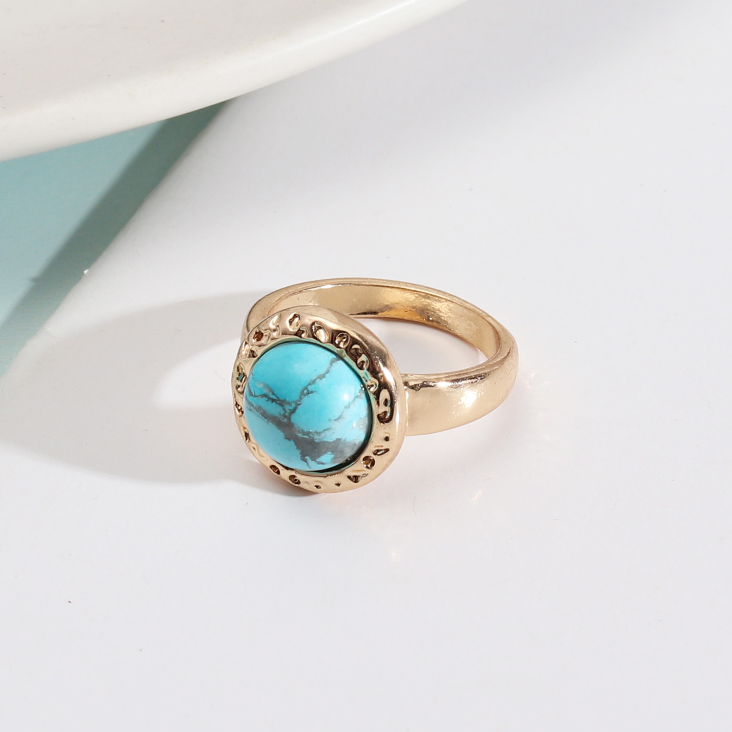 Ethnic Style Round Alloy Inlay Natural Stone Women's Rings display picture 5