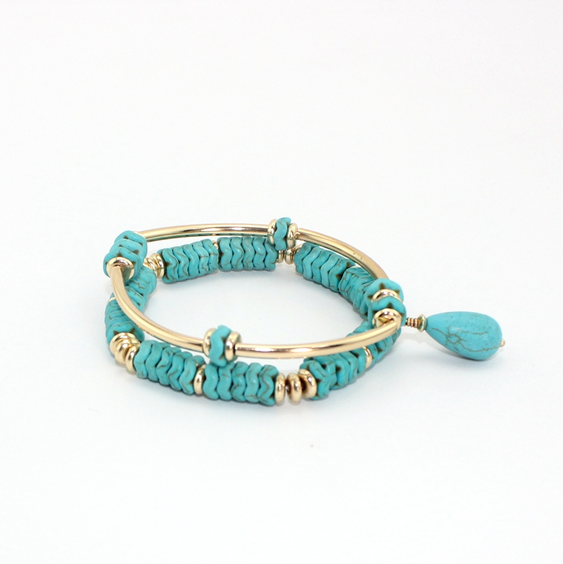 1 Piece Ethnic Style Geometric Turquoise Copper Plating Bracelets display picture 2