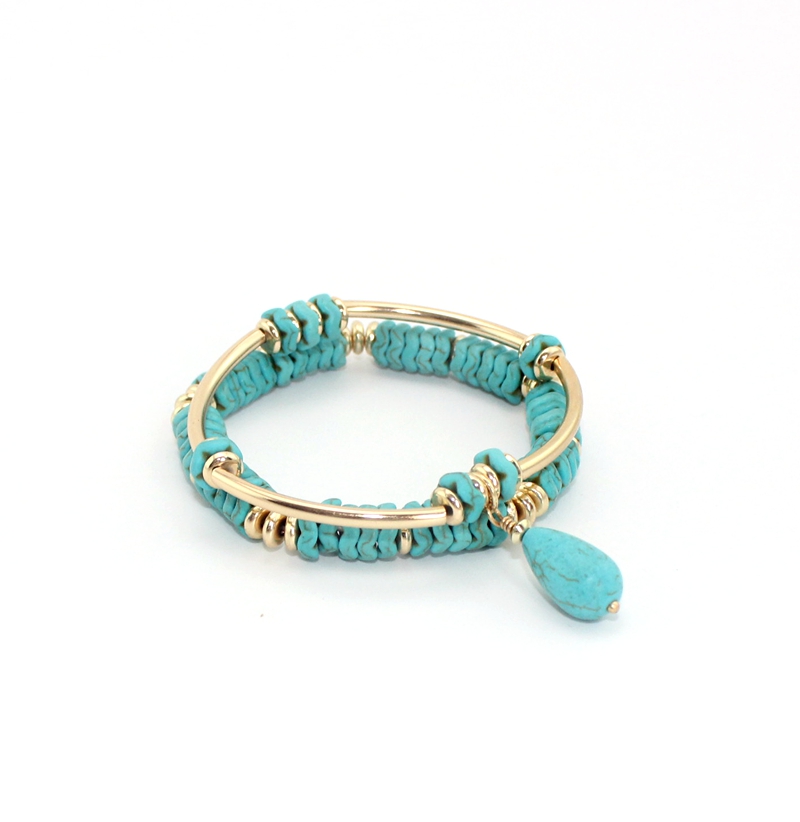 1 Piece Ethnic Style Geometric Turquoise Copper Plating Bracelets display picture 1