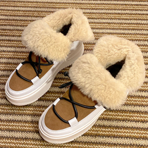 Sheep leather wool one plus velvet thick snow boots women 2021 Winter short tube thick soles waterproof non-slip cotton shoes