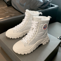 Leather snow boots female down thickened warm waterproof boots non-slip thick soles winter Martin cotton shoes