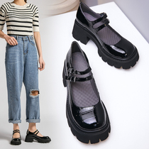 2022 Spring Summer New Mary Rare Hollow Single Shoes Woman 100 Hitch Genuine Leather College Wind Retro Small Leather Shoes Pine Pastry