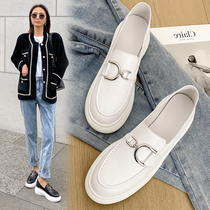 British style thick bottom loafers women 2021 spring and autumn leather two wear muffin single shoes casual Joker increased flat shoes