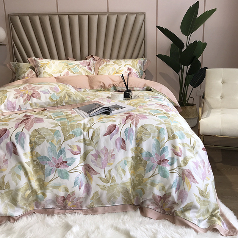 Austrian Import High-end 80 Double-sided Lan Fine Sky Silk Four Sets Silk Slip Soft And Breathable Naked Sleep Bed