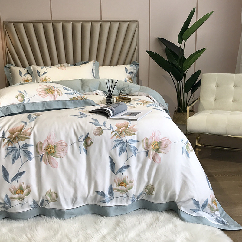 Austrian imports high-end 80 bronn double-sided, four pieces of super-silk sliding soft spring and summer nude sleep bed