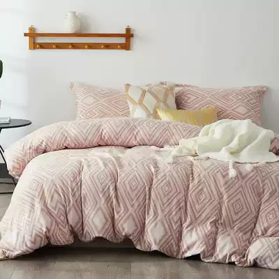 Soft cotton thick knitted jacquard four-piece quilt cover super soft skin-friendly cotton nude sleeping bed