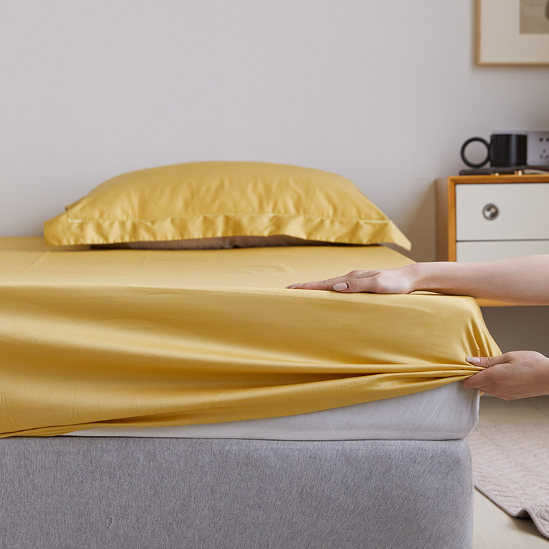 High end 100 cotton single pint minimalist color gon satin full cotton bunk mattress cover single double enlarge sheet