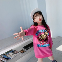 Net red parent-child clothing 2021 spring and summer new female Korean dress foreign style girl long cartoon sweater