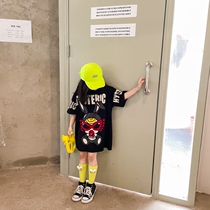 Summer new vacation parent-child dress female loose slim dress girl foreign fashion fashion short sleeve T-shirt skirt