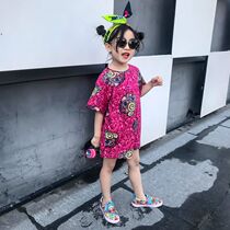 Summer new Korean foreign style fashion girls dress loose female baby children BIG big T-shirt skirt tide