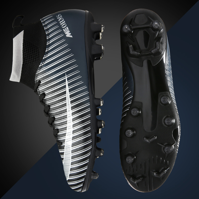 New C Luo high tube football shoes boys and girls broken nails mandarin duck football shoes fg training shoes students long nail shoes