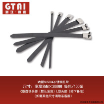 Spray stainless steel cable tie black 8MM*300MM bright engineering antirust cable tie fixing belt 304 Zhejiang Gutai