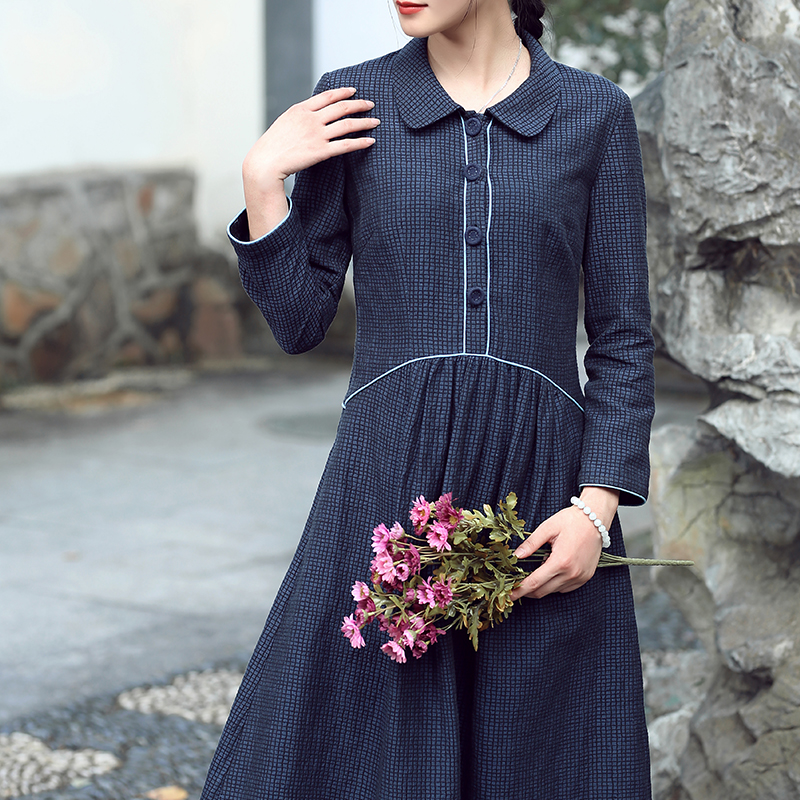 Autumn water ballad year autumn winter dress 2021 new female cotton jacquard retro elegant base skirt